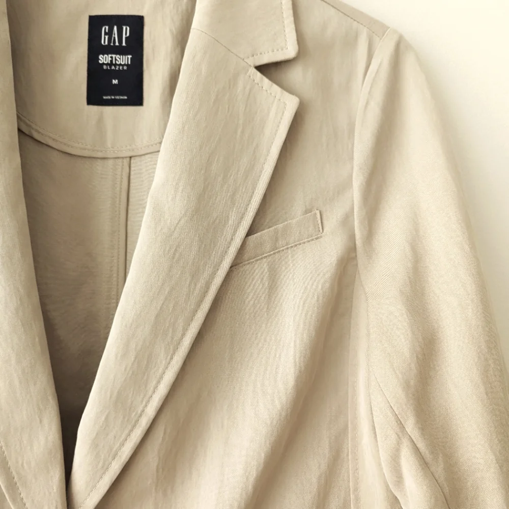 LIKE NEW GAP Soft Suit Tencel Blazer Tan Khaki Medium - Picture 7 of 15